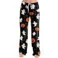 thumbnail image 2 of Pajama Pants for Women Halloween Ghost Bat Print Soft Drawstring Comfy Sleep Pants, 2 of 5