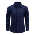thumbnail image 2 of Huanglei Boys Navy Blue Long Sleeve Button Down Collared Shirt (Dark Blue), 2 of 4