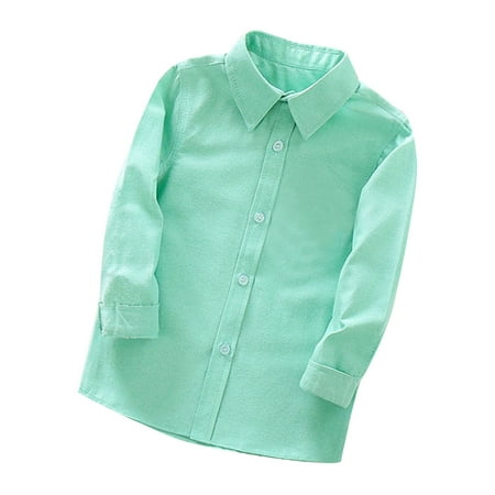

Jgppe Boys Dress Shirts Button down Long Sleeve Solid Color Collared Uniform Shirt for 2-14 Years