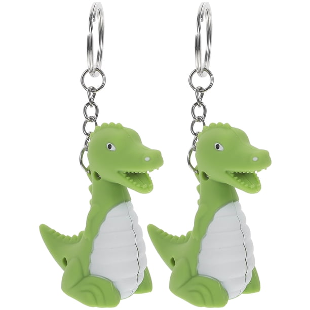 EeaseMX 2 llaveros de dinosaurio de simulación con luz LED y sonido vocal para coche, colgantes para bolso, teléfono, decoración para mujeres y niñas.