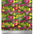 thumbnail image 1 of Soimoi Green Cotton Duck Fabric Text,Heart & Triangle Geometric Print Fabric by Yard 56 Inch Wide, 1 of 1