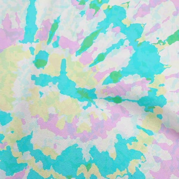 oneOone Polyester Spandex Turquoise Blue Fabric Asian Tie & Dye Sewing Material Print Fabric By The Yard 56 Inch Wide