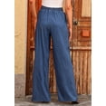 thumbnail image 3 of Jeans Sidefeel, cintura alta, pierna ancha, con cordón, azul, para mujer, 3 of 7