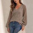 thumbnail image 3 of yillto Womens Sweaters Lace Long Sleeve V Neck Knit Fashion Tops Lightweight Dressy Trendy Sweater, 3 of 5