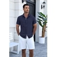 thumbnail image 5 of COOFANDY Men's Short Sleeve Button-Down Shirt, Lightweight Breathable Fabric Blend, Casual Business Comfort Fit, 5 of 7
