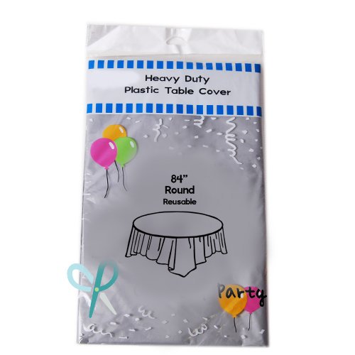 (12pack) Heavy Duty Plastic Table Covers Tablecloth (Reusable) (Round