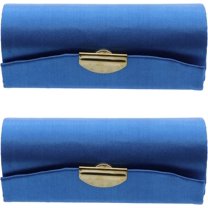 Motique Accessories Solid Satin Ladies Lipstick Case with Mirror Purse Holder Set of 2 (Royal)