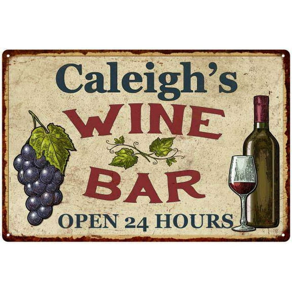 Caleigh's Rustic Wine Bar Sign Wall Décor Kitchen Gift 8 x 12 Matte Finish Metal 108120056839
