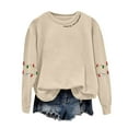 thumbnail image 4 of TTUHYWXI Christmas Sweatshirt for Women Light Sweatshirts Merry And Bright Xmas Long Sleeve Shirts Crewneck Pullover Tops (Beige, XL), 4 of 5