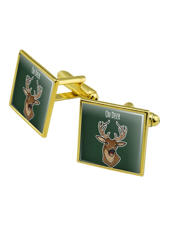 Oh Deer Dear Funny Square Cufflink Set - Silver or Gold