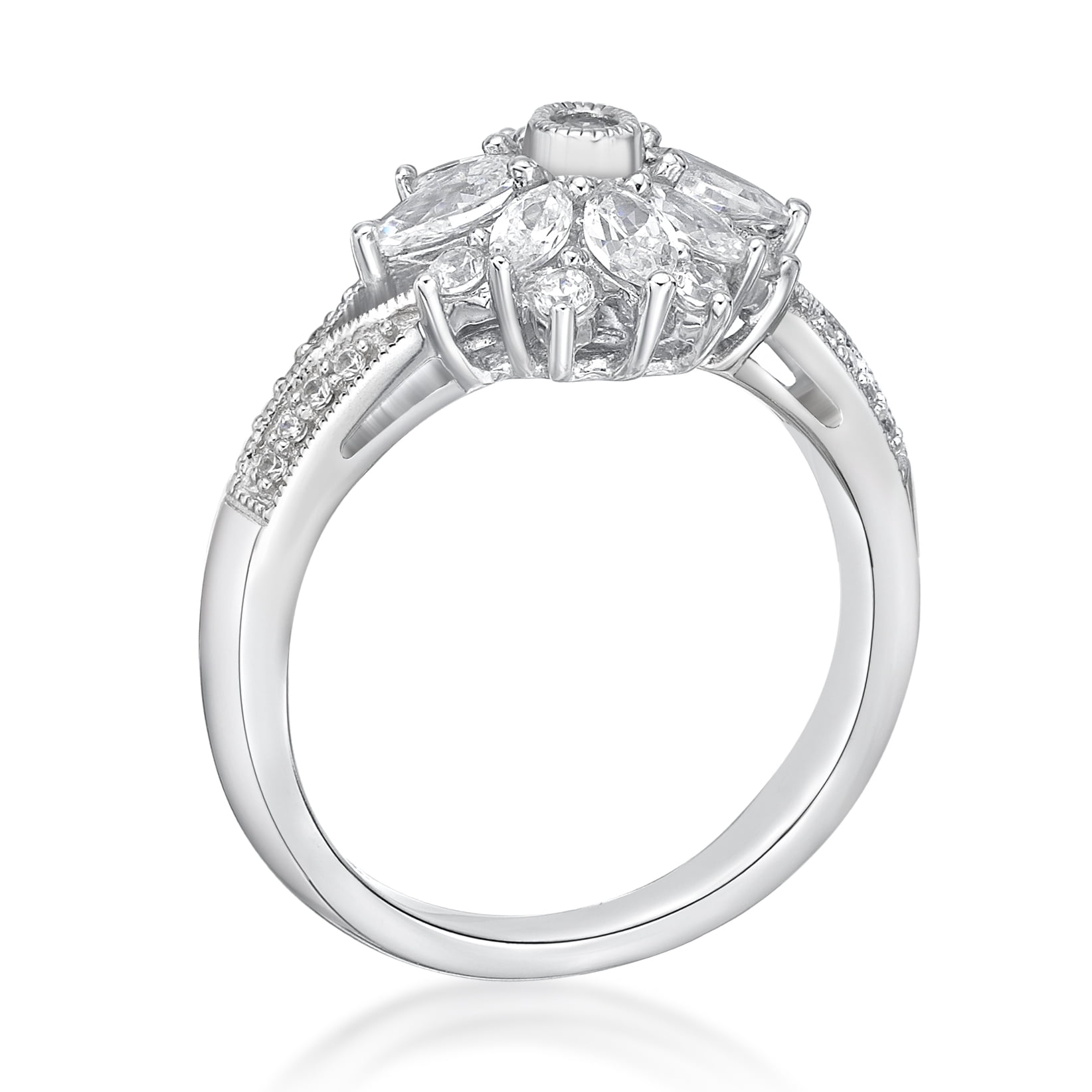Jay Heart Designs 925 Sterling Silver Simulated White Diamond Ring