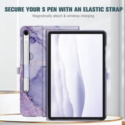 Fintie Case for Samsung Galaxy Tab S10 Lite/ S10 FE/ S9 FE 5G 10.9 Inch/Tab S9 11 Inch, Multi-Angle Viewing Protective Cover with Pocket, Auto Sleep/Wake, Lilac Marble