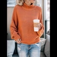 thumbnail image 4 of Suéter de Larga con Cuello Alto y Mangas Abullonadas para Mujer, de Color Liso, para Invierno y Otoño Naranja Rojo M, 4 of 8