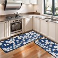 thumbnail image 3 of Kitchen Rugs Sets Of 2,Dark Blue Daisy Flower Pattern Anti Fatigue Kitchen Mat Rugs Non Slip Washable,Decorative Kitchen Floor Mats for Kitchen,Sink,Laundry,17"x47"+17"x47", 3 of 5