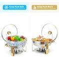 thumbnail image 3 of Ensemble de 4 Plats Anti-Frottement pour Buffet, 5 Qt Plats Ronds Anti-Frottement pour Buffet avec Porte-Couvercle et Couvercle en Verre, Ensembles de Réchauds et Réchauds de Buffet en Acier Inoxydable pour Fêtes, Mariage, Camping, Souper, Bord Doré, 3 of 7