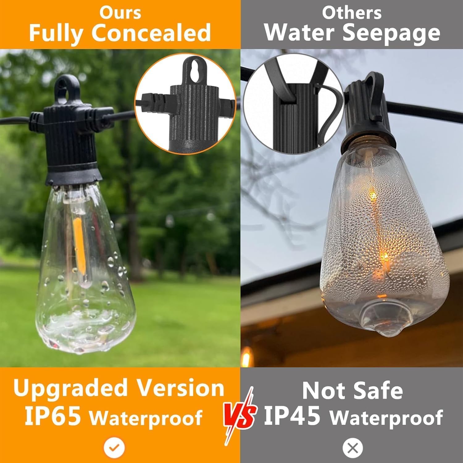 Brightech Ambience Pro Outdoor String Lights - 48ft With 15 LED Edison Bulbs | Waterproof Patio Lights For Backyard