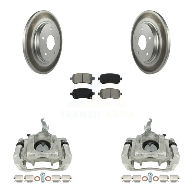 Transit Auto Rear Disc Brake Caliper Coated Rotors and Semi-Metallic Pads Kit for Car 2009-2011 Dodge Journey KCG-100174S