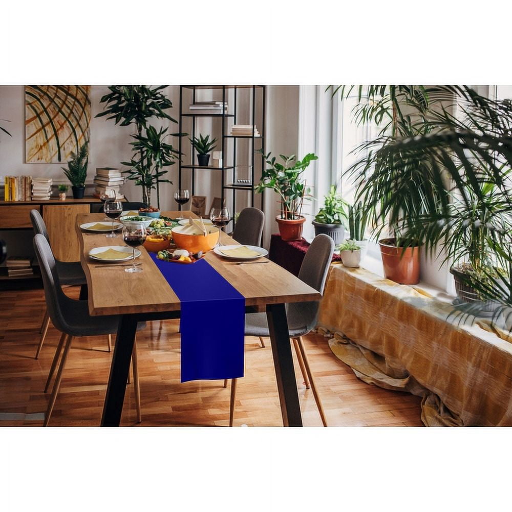Exquisite 14" X 200' Select A Size Table Plastic Runner with Built-In Slide Cutter - Navy