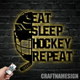 thumbnail image 3 of Craftnamesign Personalized Eat Sleep Hockey Repeat Metal Sign, Hockey Stick Metal Wall Art, 3 of 5