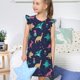 thumbnail image 4 of Fotbe Cartoon Dinosaur Vestido de Dormir para Niñas de 3 a 10 Años, Mangas Cortas, Estilo Princesa, Pijama Camisón con Mangas Voladas-X-Large, 4 of 6