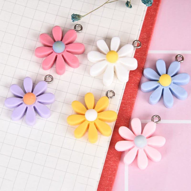 10Pcs/Set Resin Little Daisy Sun Flower Charms Pendant Jewelry Making DIY  L AJ 