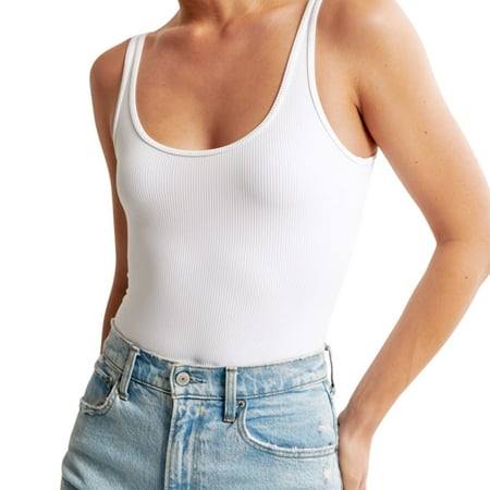 Abercrombie Fitch Ottoman Bodysuit Women 2XS White U-Neck Bare Swimwear JDM085