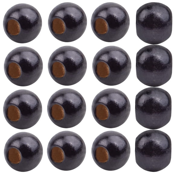 300pcs Black Large Hole Wooden Spacer Beads Natural Barrel Wood Loose Beads Hair Accessories for DIY Jewelry Making Macrame Handmade Decoration, Hole: 5 mm