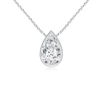 ANGARA Natural Diamond Solitaire Pendant in 14K White Gold for Women (Size-4x2.5mm| Color-H| Clarity-SI2) | April Birthstone, Anniversary, Jewelry Gift for Women | Natural Diamond Necklace