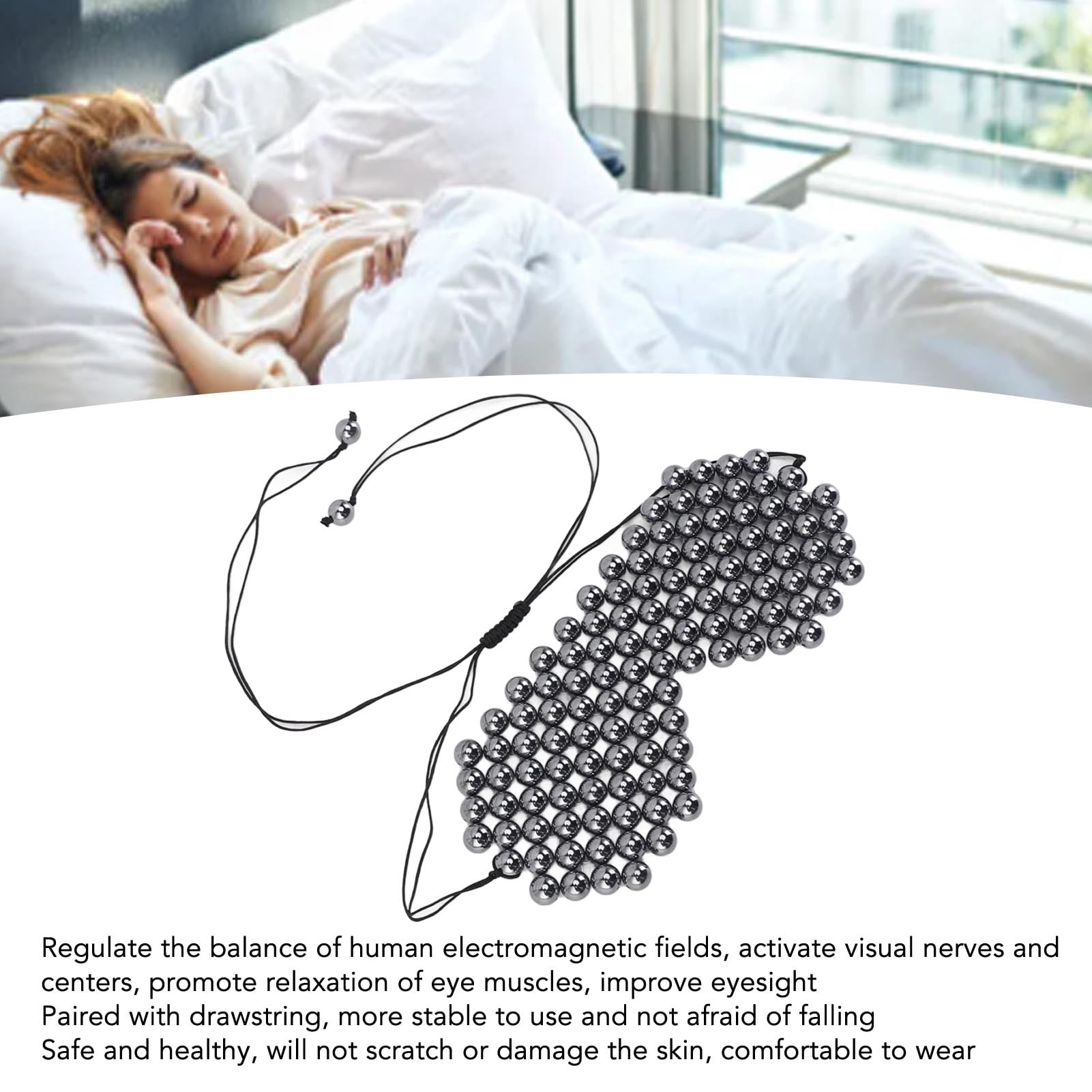 M Buder Terahertz Energy Stone Sleep Mask Eye Cover for Relaxation and Fatigue Relief, Black, 5.12 inches / 13 cm