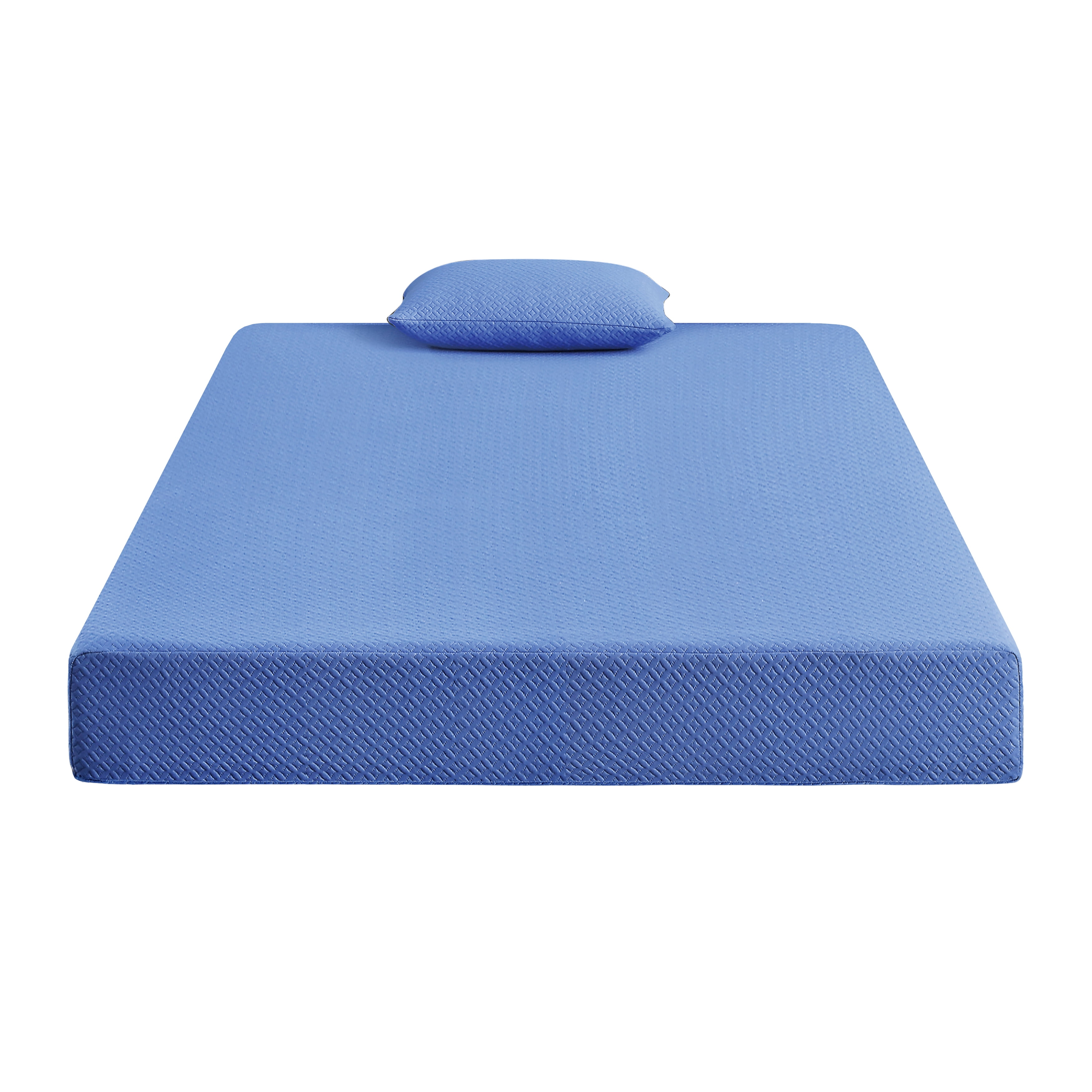 7inch Full Mattress and Pillow Set, Breathable Fabric Gel-Infused Memory Foam Mattress, Blue, Mattress in a Box