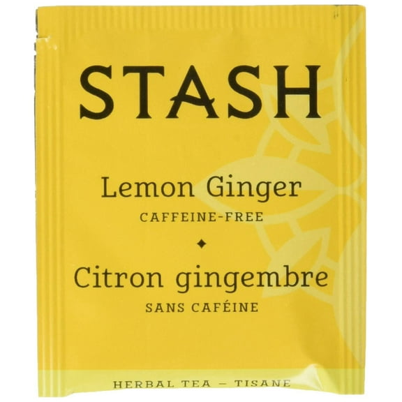 Stash Tea Lemon Ginger Herbal Tea, 100 Count Box of Tea Bags in Foil