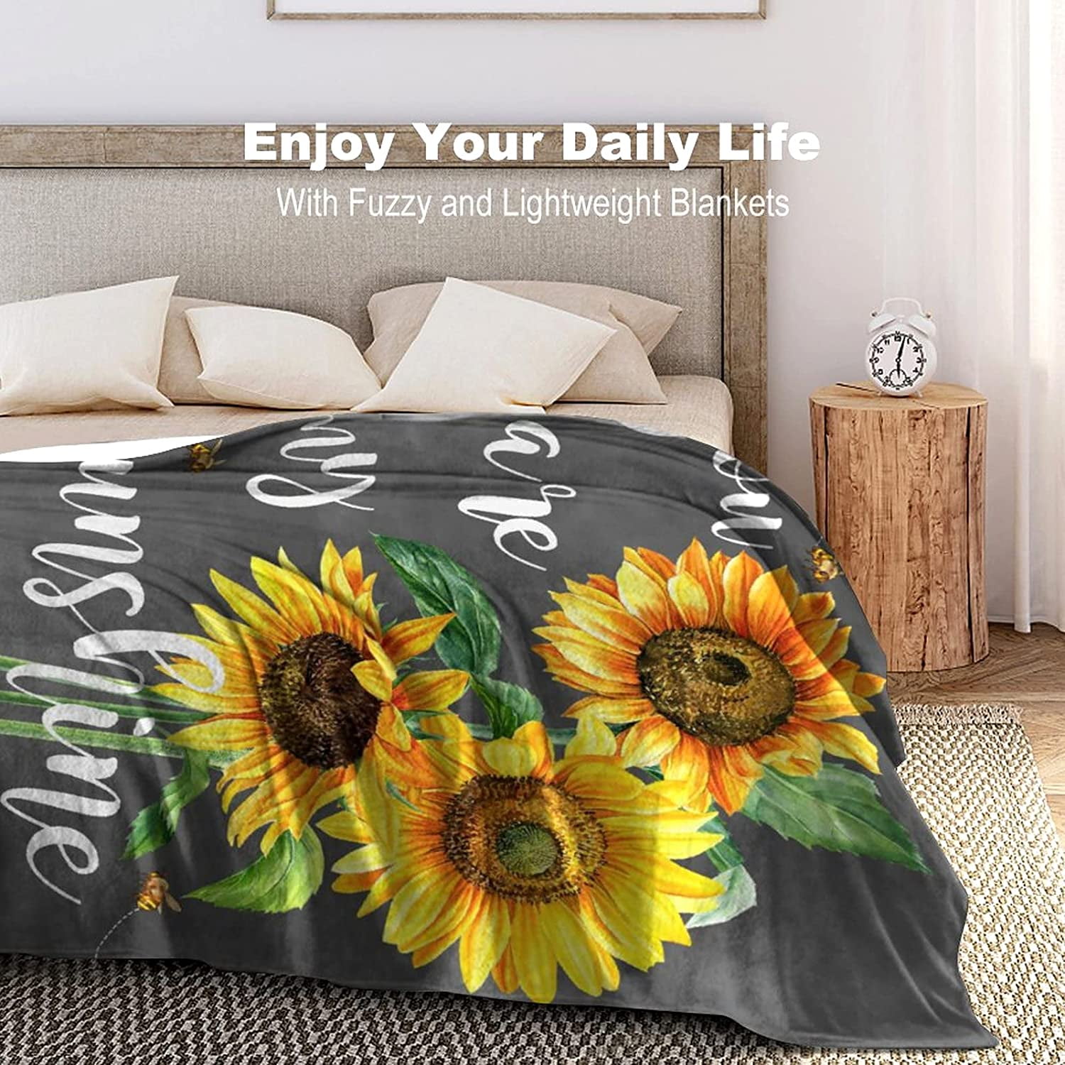 Sunflower Blanket Soft Flannel You are My Sunshine Throw Blanket Sunflower Gifts for Women Mom Daughter Wife 50"x40"