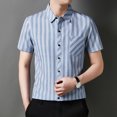 thumbnail image 6 of IWRICH Men's Striped Short Sleeve Dress Shirts Button down Classic Shirt Regular Fit Business Shirt for Summer Light Blue XXL, 6 of 6