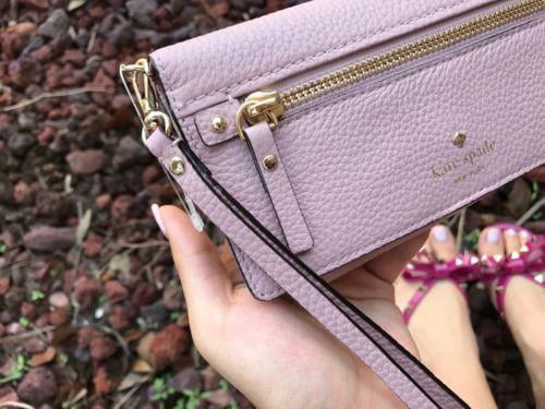 Kate Spade Cobble Hill Rae Pebble Leather Wristlet Wallet Bi Fold Pink $148