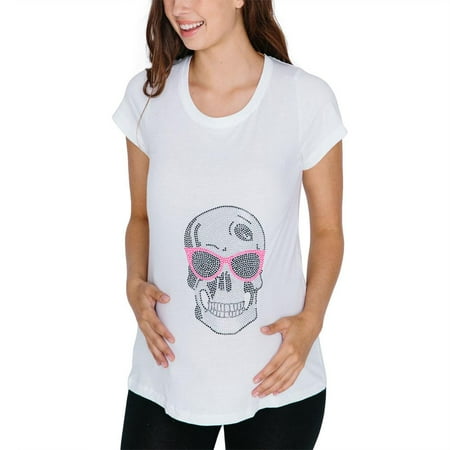 

Sunglass Skull Maternity T Shirt White 2XL