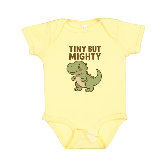 Inktastic Tiny but Mighty Dinosaur Cartoon Design Boys or Girls Baby Bodysuit