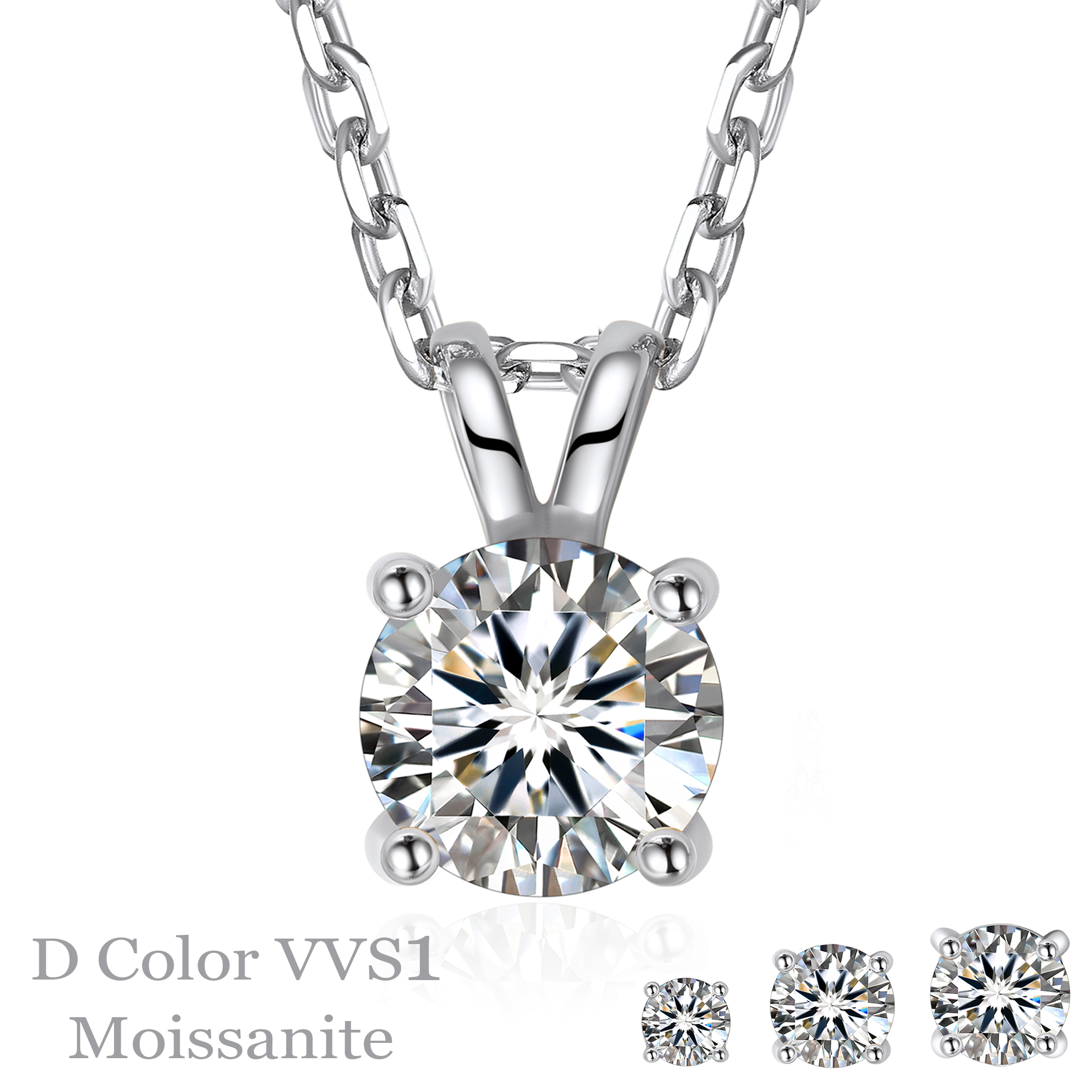 MomentWish 1 Carat Round Cut Moissanite Solitaire Pendant Necklace 925 Sterling Silver Christmas Anniversaries Jewelry Gift for Women