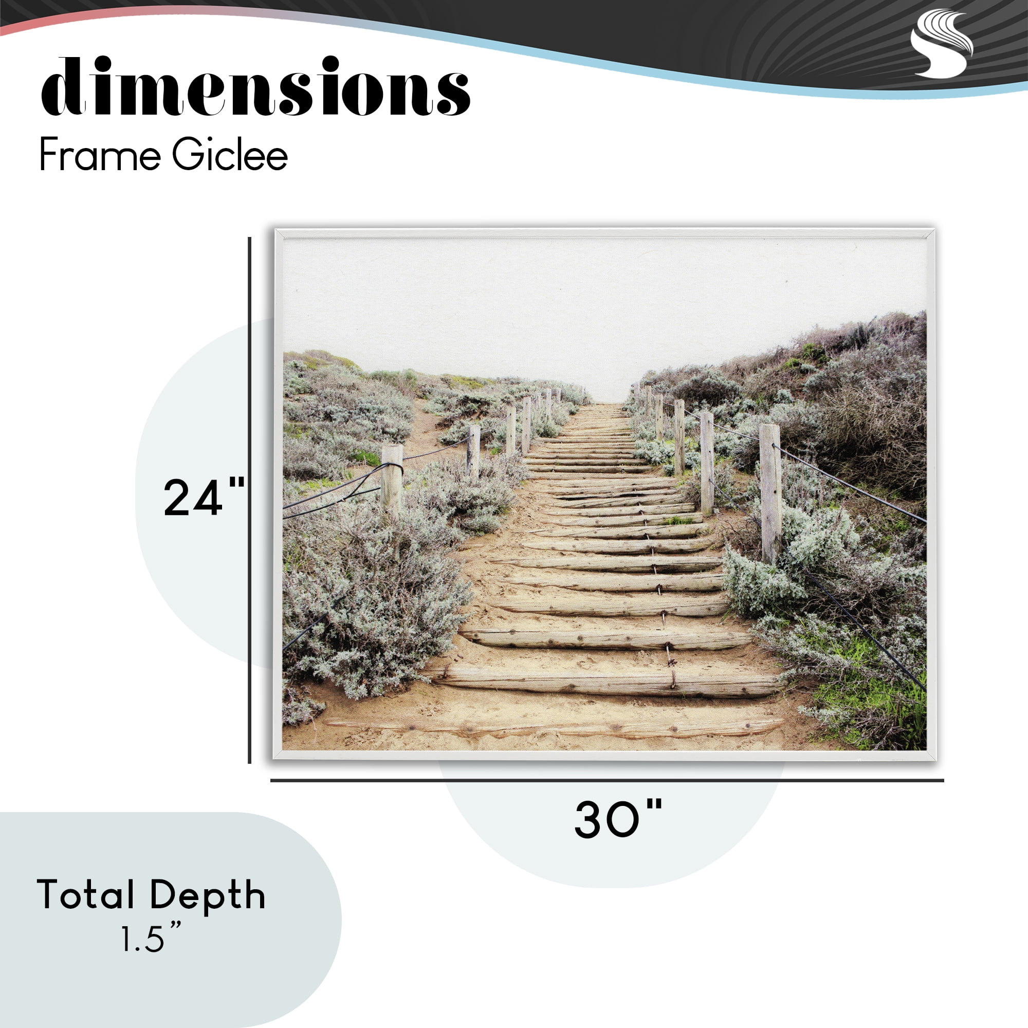 Wooden Stairway to Heaven White Framed Giclee Art, design by Leah Noel Art