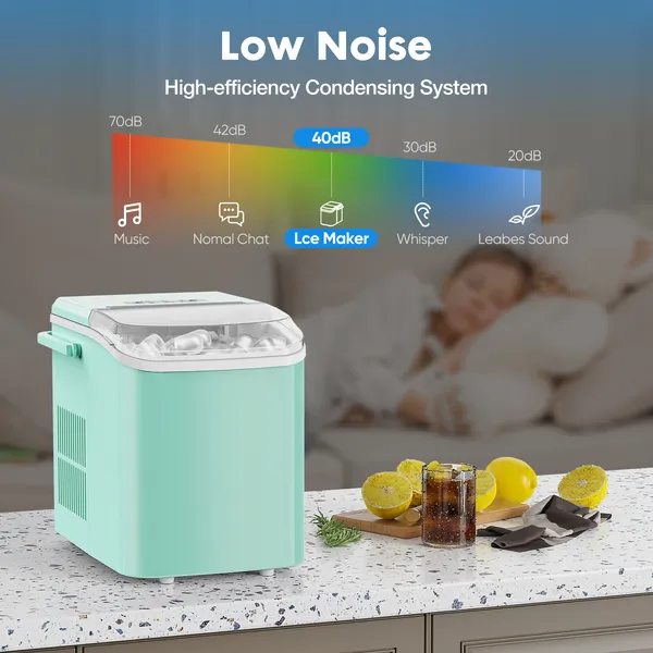 ZHICHUN Portable Countertop Ice Maker 26lbs/24H 6-Min Fast Ice Machine Self-Cleaning Quiet Design