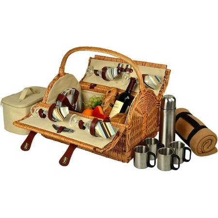 

Picnic Basket With Service For 4 With Blanket And Coffee Set
