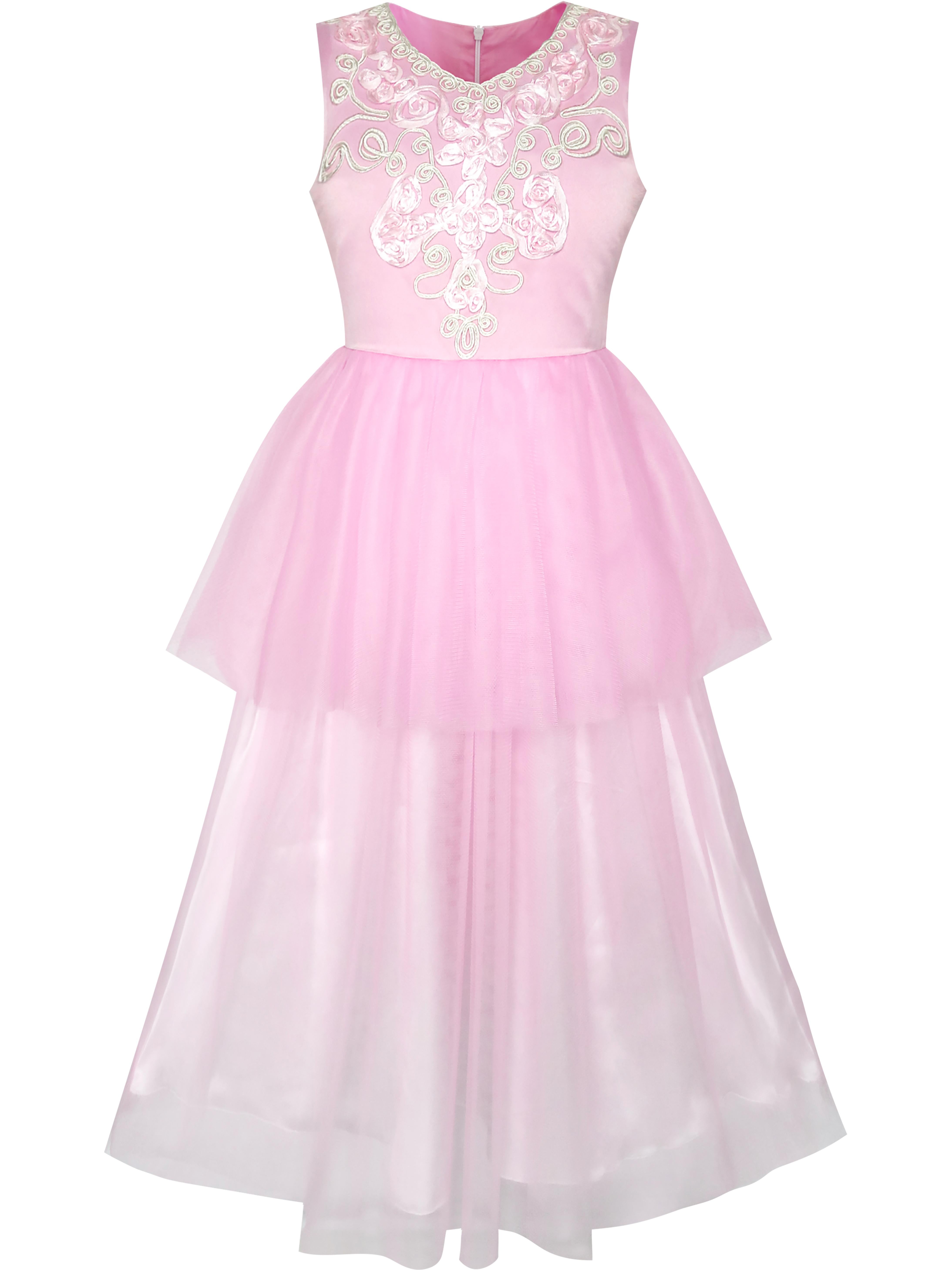 Flower Girls Dress Pink Dancing Ball Gown Princess Party 7 - Walmart.com