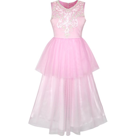 Flower Girls Dress Pink Dancing Ball Gown Princess Party 7