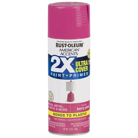 Spray Patio Paint - (3 Pack) Rust-Oleum American Accents Ultra Cover 2X Gloss Berry Pink Spray Paint and Primer in 1, 12 oz