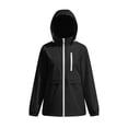 thumbnail image 4 of vdgthytj Womens Rain Jacket Windproof Drawstring Hooded Jackets Lightweight Waterproof Solid Travel Hiking Outwear with Pockets(Large,Black), 4 of 7
