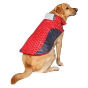 Vibrant Life Pet Jacket for Dogs and Cats: Red Honeycomb with Grey Piecing, Reflective Trim, Size L