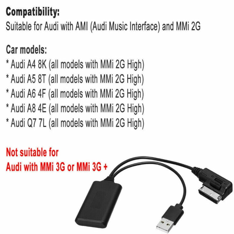 HWINTEC Bluetooth Adapter for Audi A4 Audi A4 2013 AMI MMI to Bluetooth 5.0 Hi-Fi Music Streaming in Car Media Interface Wireless Audio Receiver