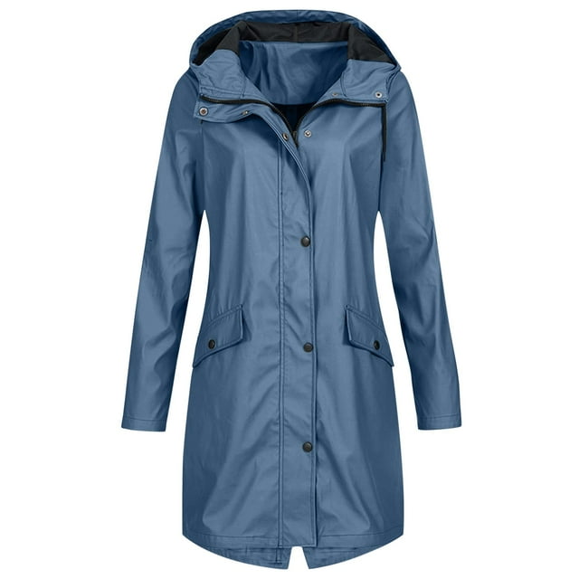 Women's Hooded Jacket Outdoor Windproof Long Coat with Rain