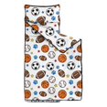 thumbnail image 2 of Football and Basketball White Pattern Teens Toddler Nap Mat with Pillow, Sleeping Mat Bag for Preschool Daycare 50"x20", 2 of 6