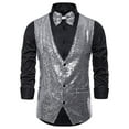 thumbnail image 3 of Miluxas Men's Autumn and Winter Fashion Personality Sequins Casual Vest Jacket Silver 10(XL), 3 of 4