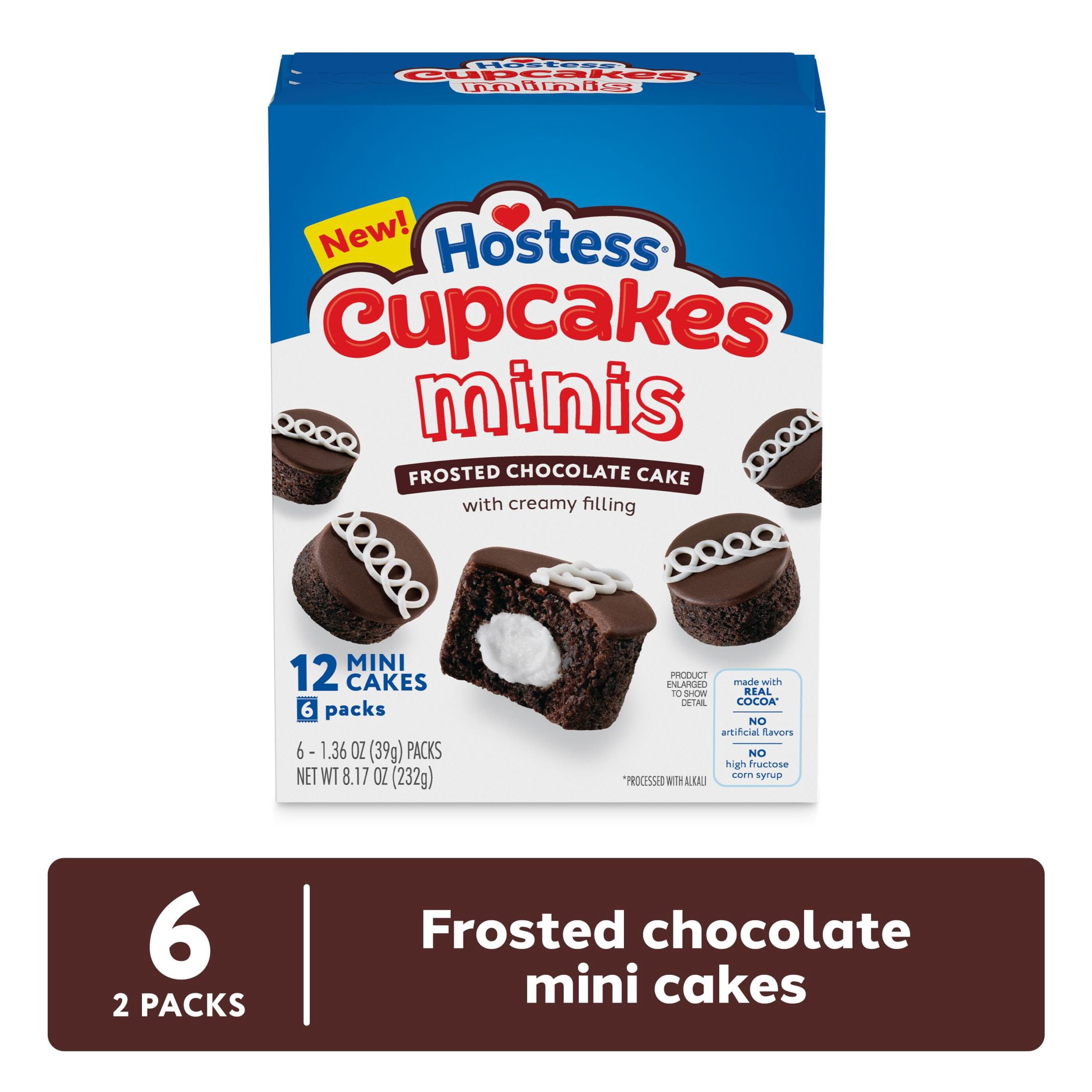 (3 pack) Hostess Cupcakes Minis, Chocolate Snack Cakes, 8.17 oz Box (6 Count)
